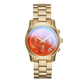 Michael Kors Runway Gold Stainless Steel Pink Dial Chronograph Quartz Watch for Ladies - MK-5939