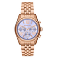 Michael Kors Lexington Rose Gold Stainless Steel Purple Dial Chronograph Quartz Watch for Ladies - MK-6207