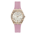 Guess Cosmo Pink Silicone Strap Silver Dial Quartz Watch for Ladies - GW0034L3