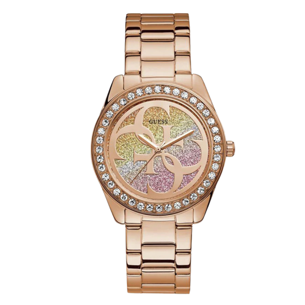 Guess G-Twist Rose Gold Stainless Steel Multi Color Dial Quartz Watch for Ladies - W1201L3