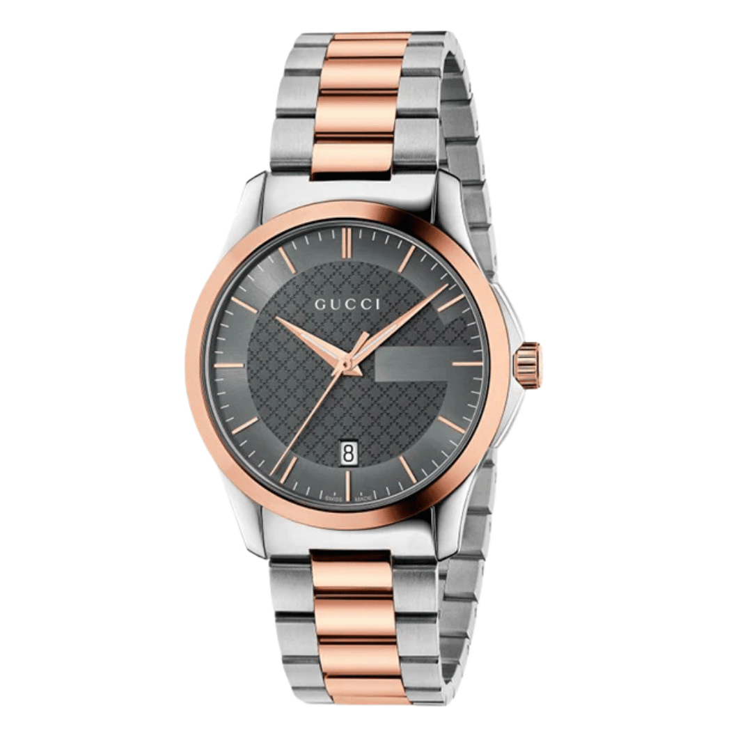 Gucci G-Timeless Two-tone Stainless Steel Grey Dial Quartz Watch for Gents - YA126446