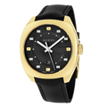 Gucci GG2570 Black Leather Strap Black Dial Quartz Watch for Gents- GUCCI YA142310