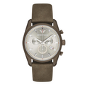 EMPORIO ARMANI Sportivo Brown Leather Silver Dial Quartz Watch for Gents- EMPORIO ARMANI AR 6076