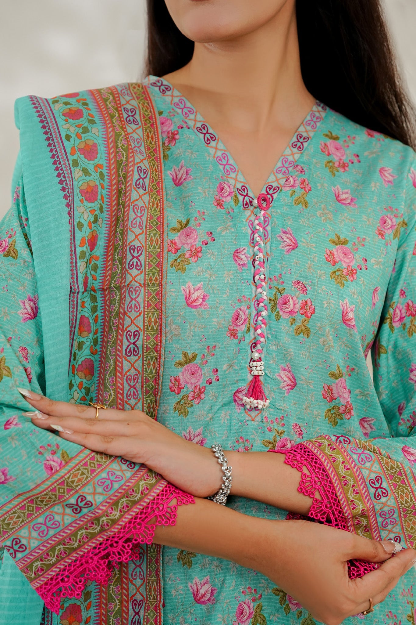 Aizal Stitched 3 Piece Printed Lawn Collection'2025-D-645-Ferozi