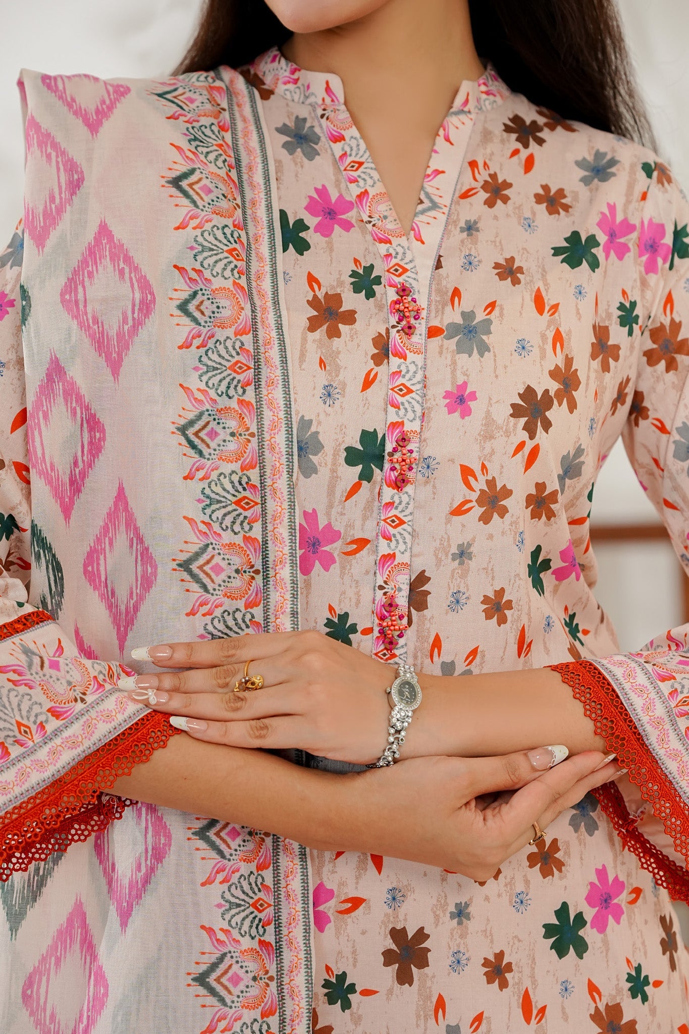 Aizal Stitched 3 Piece Printed Lawn Collection'2025-D-646-Pink