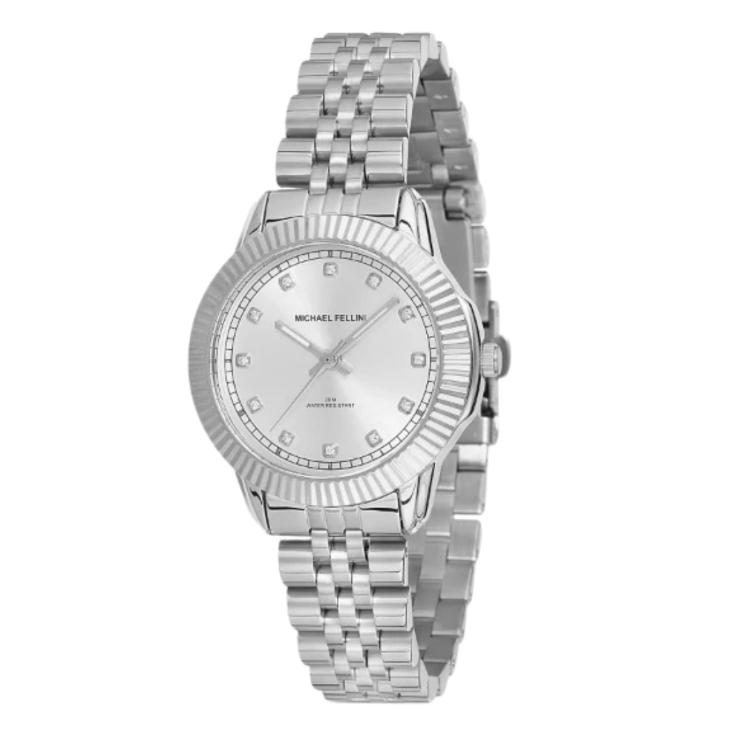 Michael Fellini Silver Stainless Steel Silver Dial Quartz Watch for Ladies - MF2260-1