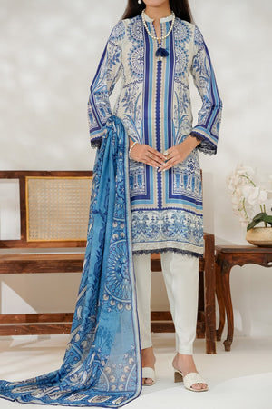 Aizal Stitched 3 Piece Printed Lawn Collection'2025-D-648-White