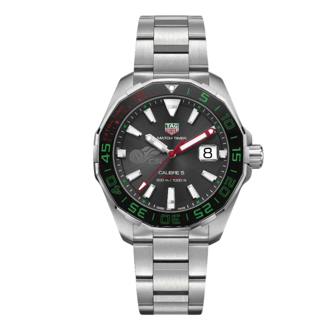 Tag Heuer Calibre 5 Match Timer CSL Edition Silver Stainless Steel Black Dial Automatic Watch for Gents - WAY201E.BA0927