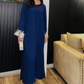 Manahils Stitched Navy Embroidered Sleeves