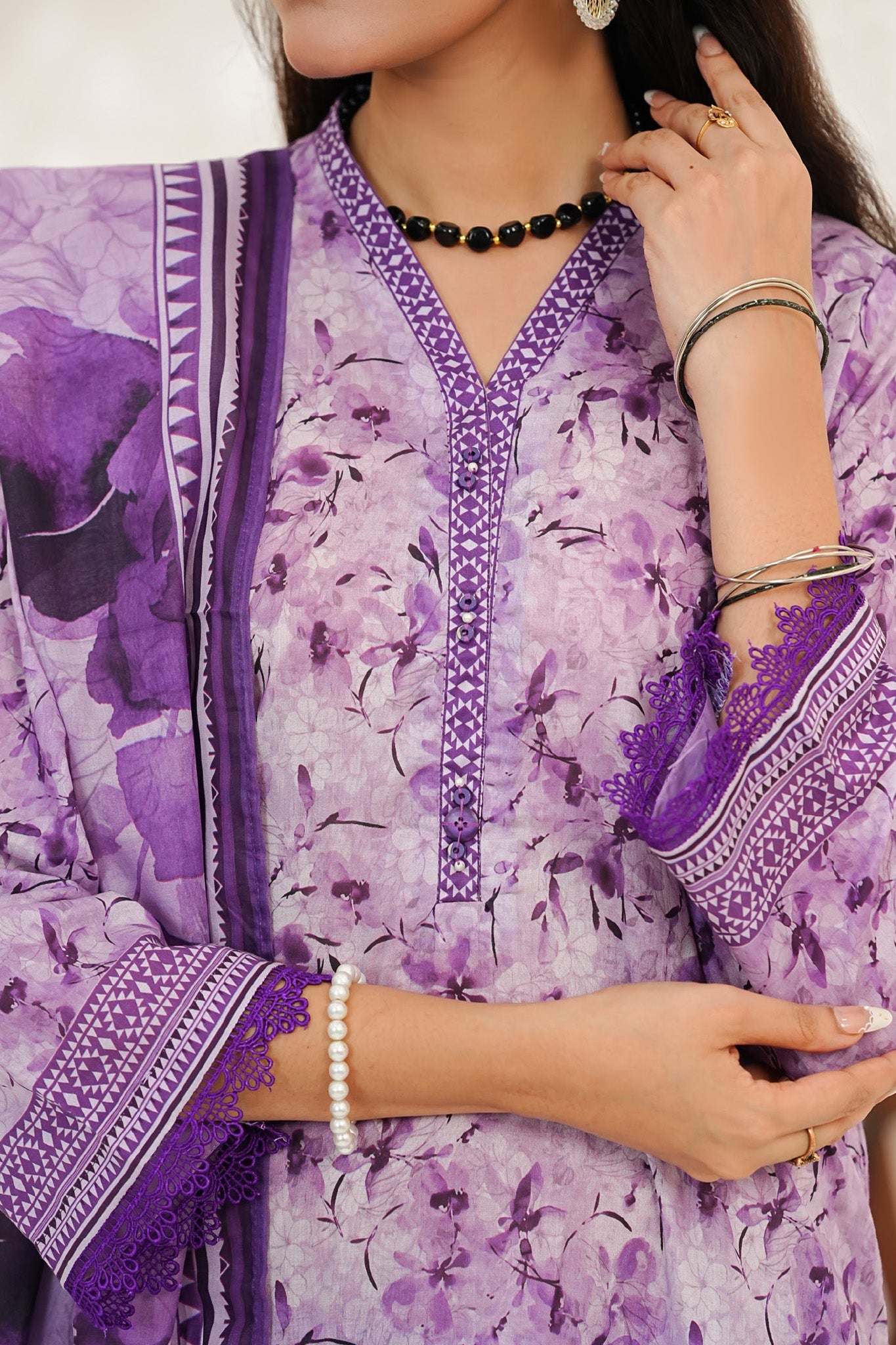 Aizal Stitched 3 Piece Printed Lawn Collection'2025-D-650-Lilac