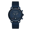 EMPORIO ARMANI Aviator Navy Blue Mesh Bracelet Navy Blue Dial Chronograph Quartz Watch for Gents - EMPORIO ARMANI AR 11289