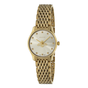 Gucci G-Timeless Gold Stainless Steel Silver Dial Quartz Watch for Ladies - GUCCI YA 1265021