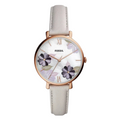 Fossil Jacqueline Mineral Grey Leather Strap White Dial Quartz Watch for Ladies - ES4672