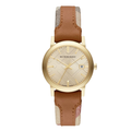 Burberry The City Brown Leather Strap Gold Dial Quartz Watch for Ladies - BU9133