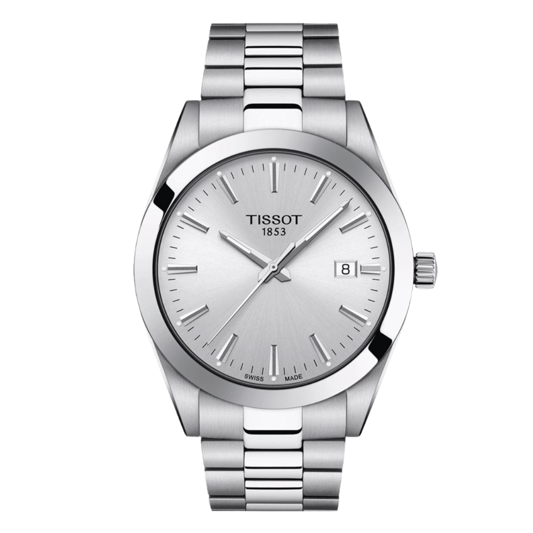 Tissot Gentleman Silver Stainless Steel Silver Dial Quartz Watch for Men's - T127.410.11.031.00