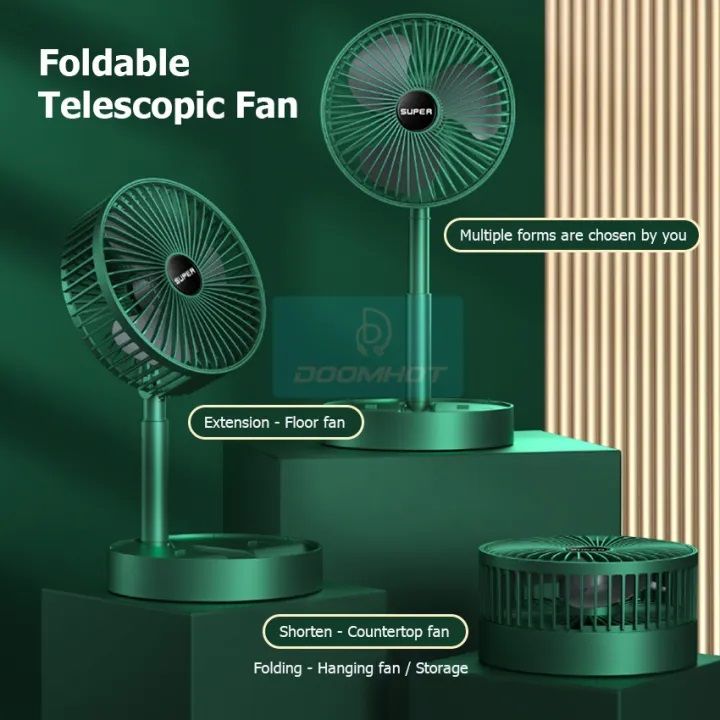 Desktop Foldable Fan Portable Household USB Rechargeable Retractable  Fan Electric Adjustable Low Noise Long Standby Fan -Random Color - My Store
