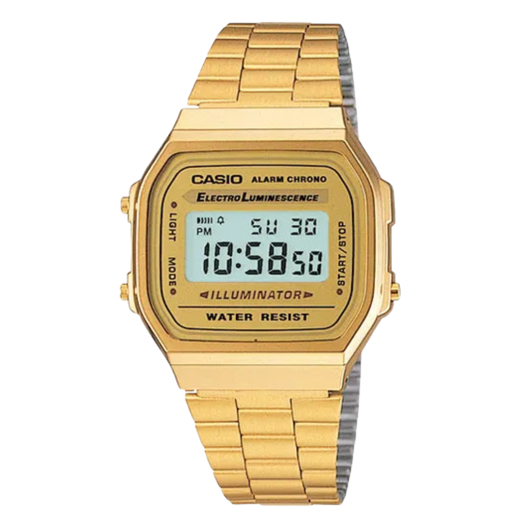 Casio Illuminator Gold Stainless Steel Gold Dial Quartz Watch for Gents - CASIO A-168WG-9WDF