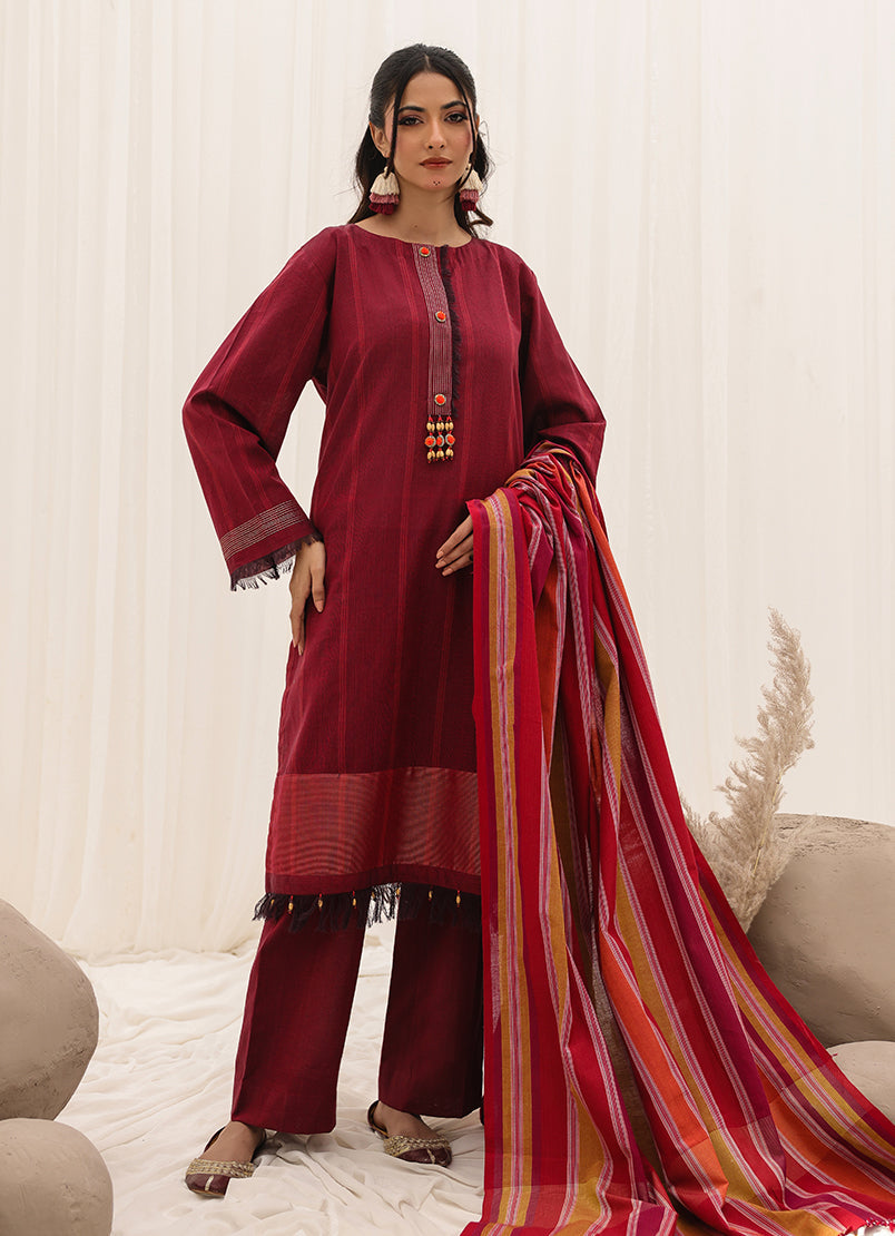 Zlooms 3 Pc Yarn Dyed Unstitched Suit - ZL25-C10-06