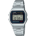 Casio Silver Stainless Steel Black Dial Quartz Watch for Gents - A-158WA-1DF