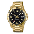 Casio Gold Stainless Steel Black Dial Quartz Watch for Gents - MTP-VD01G-1BVUDF(AG)