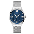 Guess Campbell Silver Mesh Bracelet Blue Dial Quartz Watch for Gents - GW0214G1