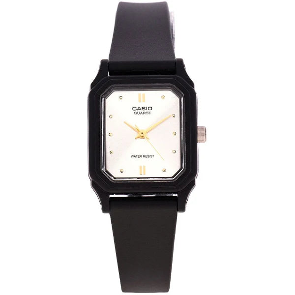 Casio Black Silicone Strap Strap Silver Dial Quartz Watch for Ladies - LQ-142E-7ADF