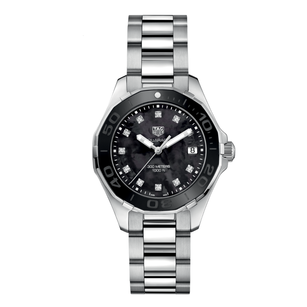 Tag Heuer Aquaracer Silver Stainless Steel Black Dial Quartz Watch for Ladies - WAY131M.BA0748