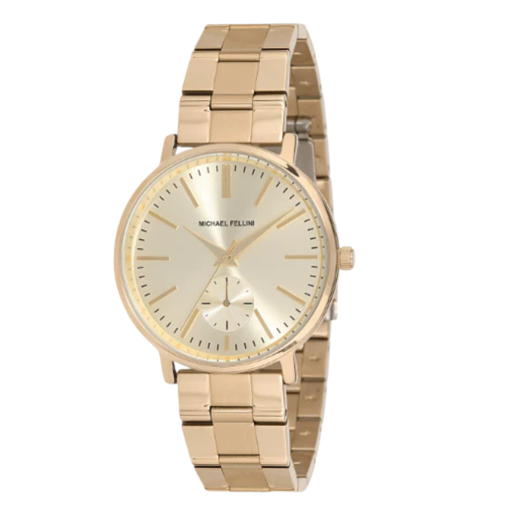 Michael Fellini Gold Stainless Steel Gold Dial Quartz Watch for Ladies - MF2232-2