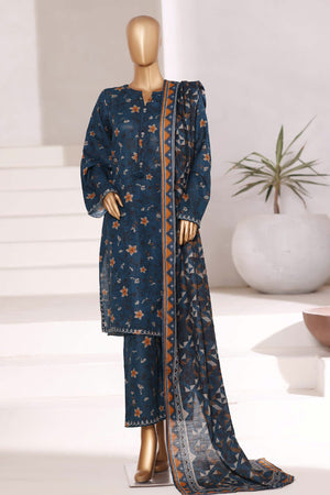 Sada Bahar Stitched 3 Piece Emb Khaddar Fall Collection'2025-EMB-6845-Blue