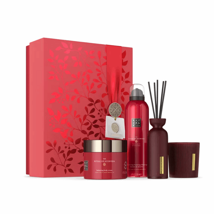 The Ritual Of Ayurveda Rebalancing Set Shower Gel 200Ml+Cream 200Ml+Fragrance Stick 70Ml+Candle 140G