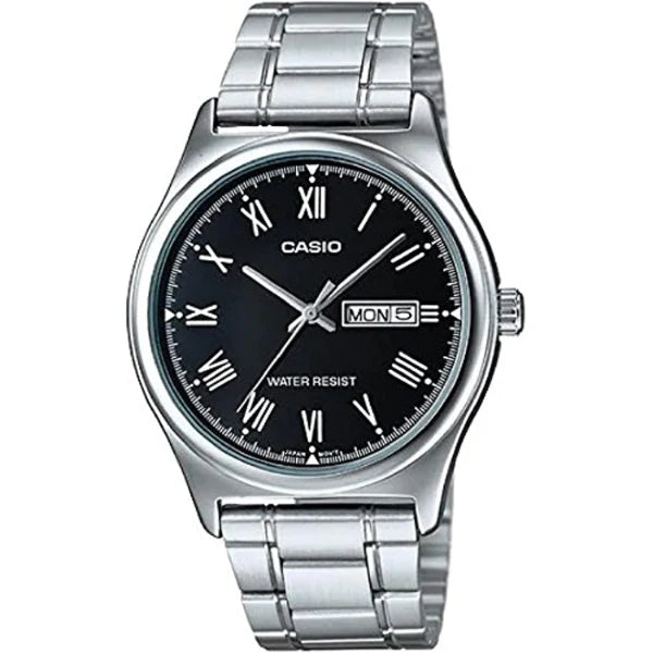 Casio Standard Silver Stainless Steel Black Dial Quartz Watch for Gents - MTP--V006D-1B UDF