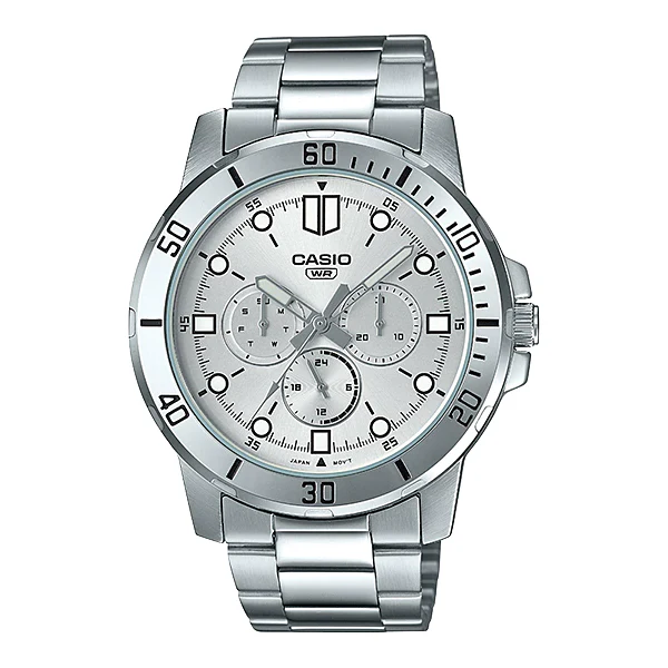 Casio Silver Stainless Steel Silver Dial Quartz Watch for Gents - MTP-VD300D-7EUDF