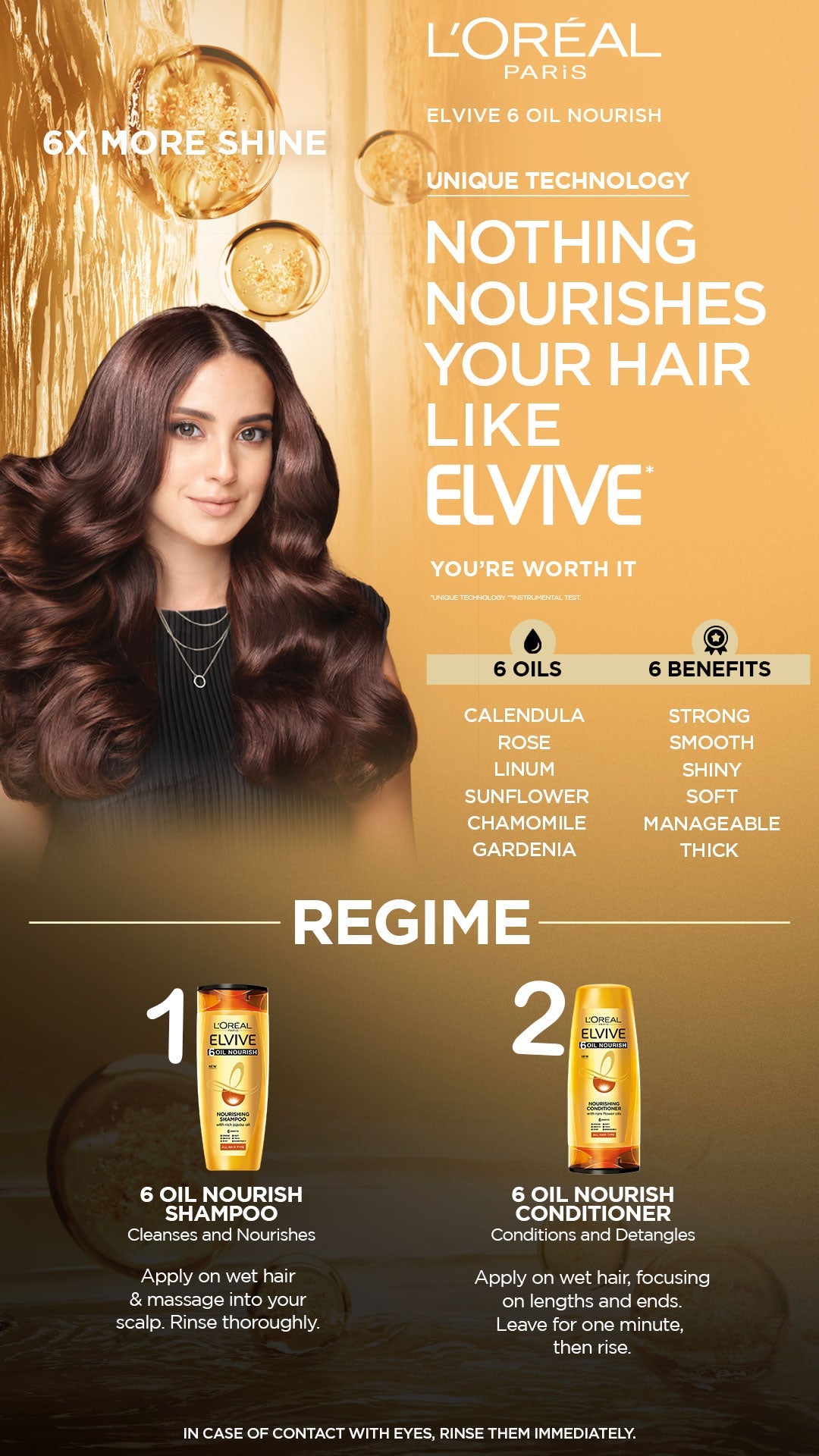 L'Oreal Paris Elvive 6 Oil Nourish Shampoo 360 Ml - For Dull & Dry Hair