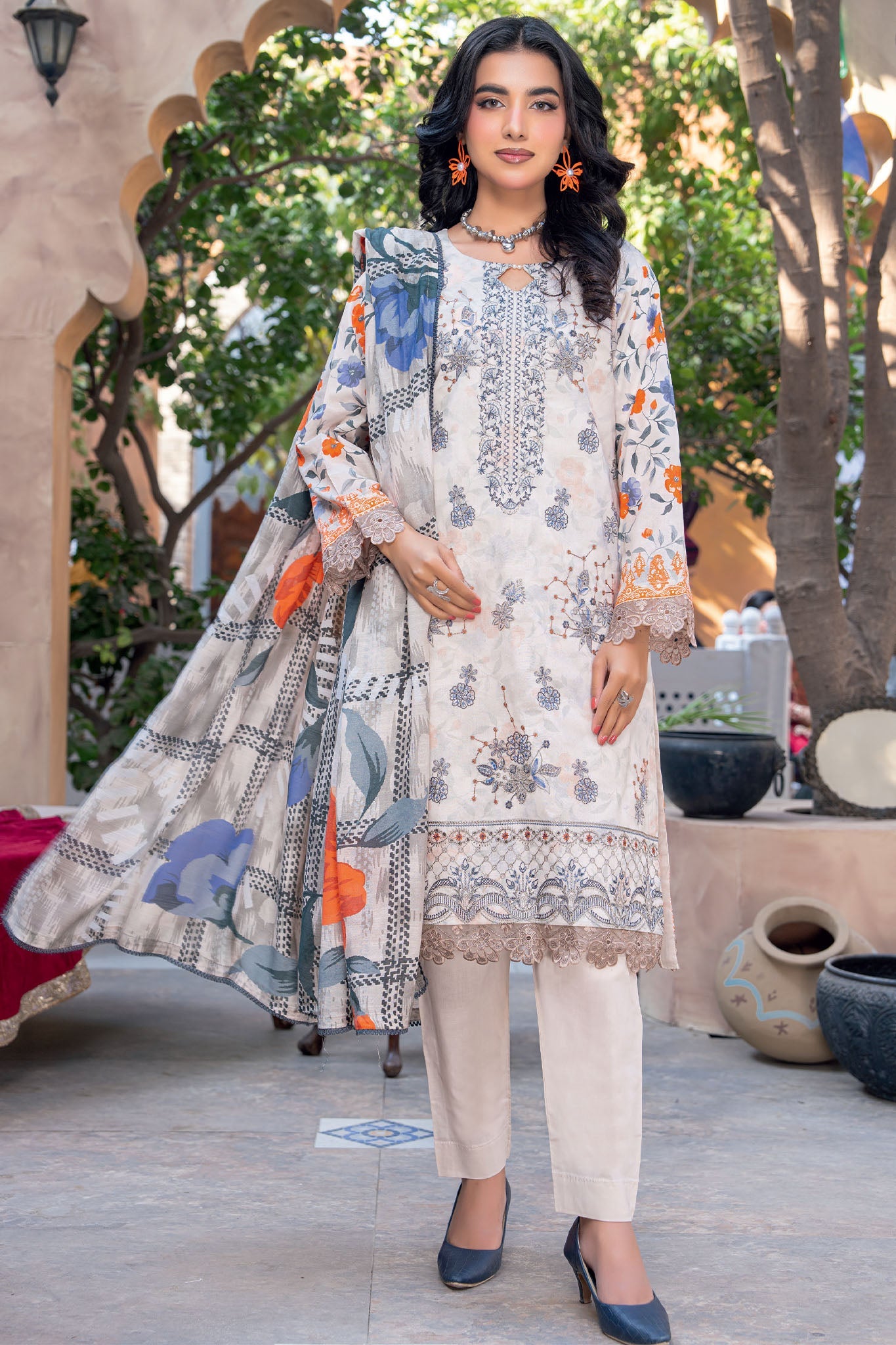 Rut Rang By Riaz Arts Unstitched 3 Piece Digital Print Emb Suit-D-06