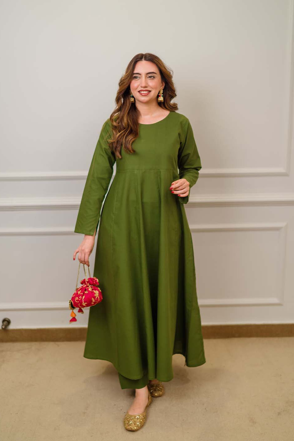 Tng By Md Solid Co Ords Collection-Nyra 2 Piece Green - Kalidaar Shirt Trouser