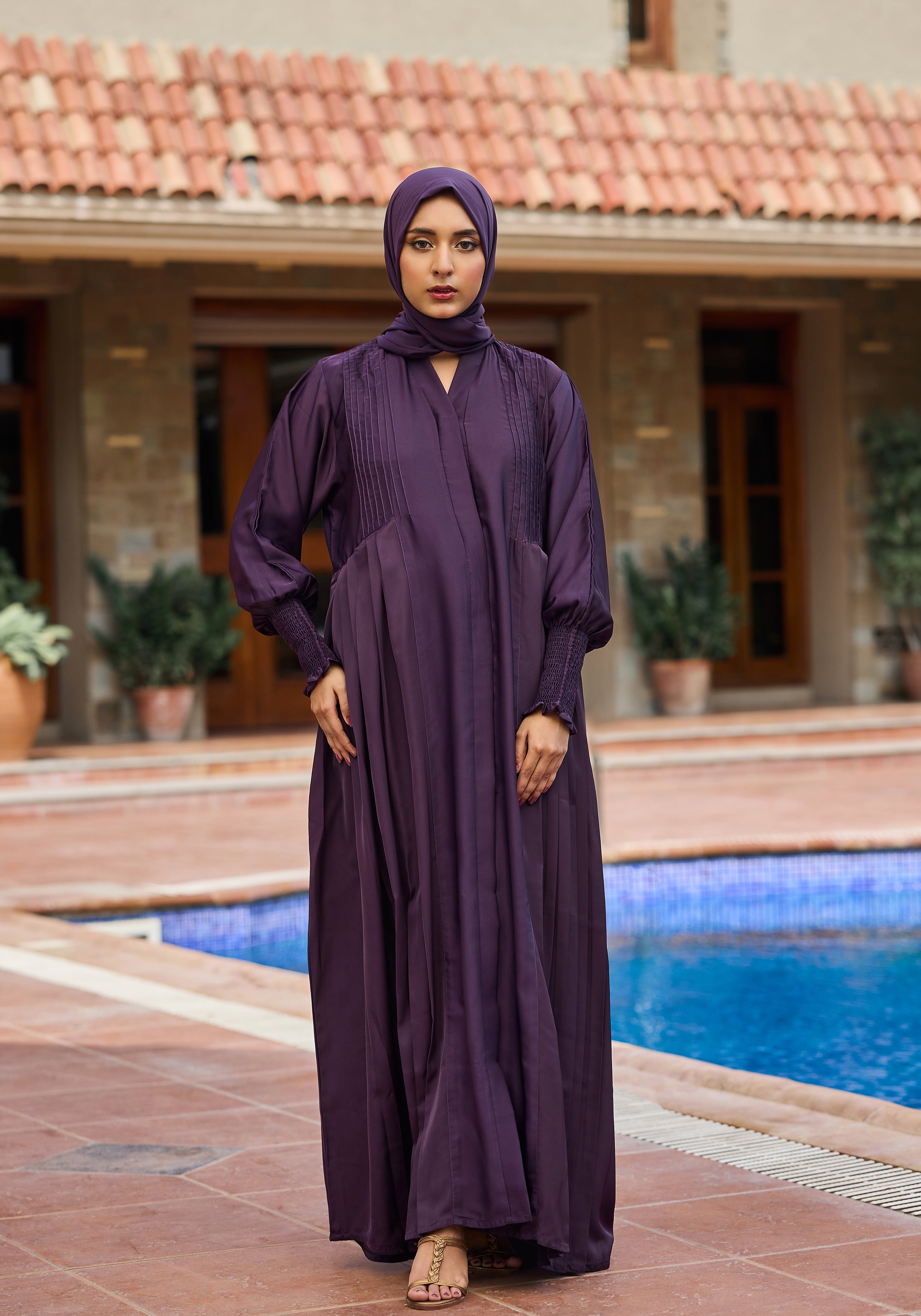 Abaya.Pk Purple Pleated Abaya | Velora