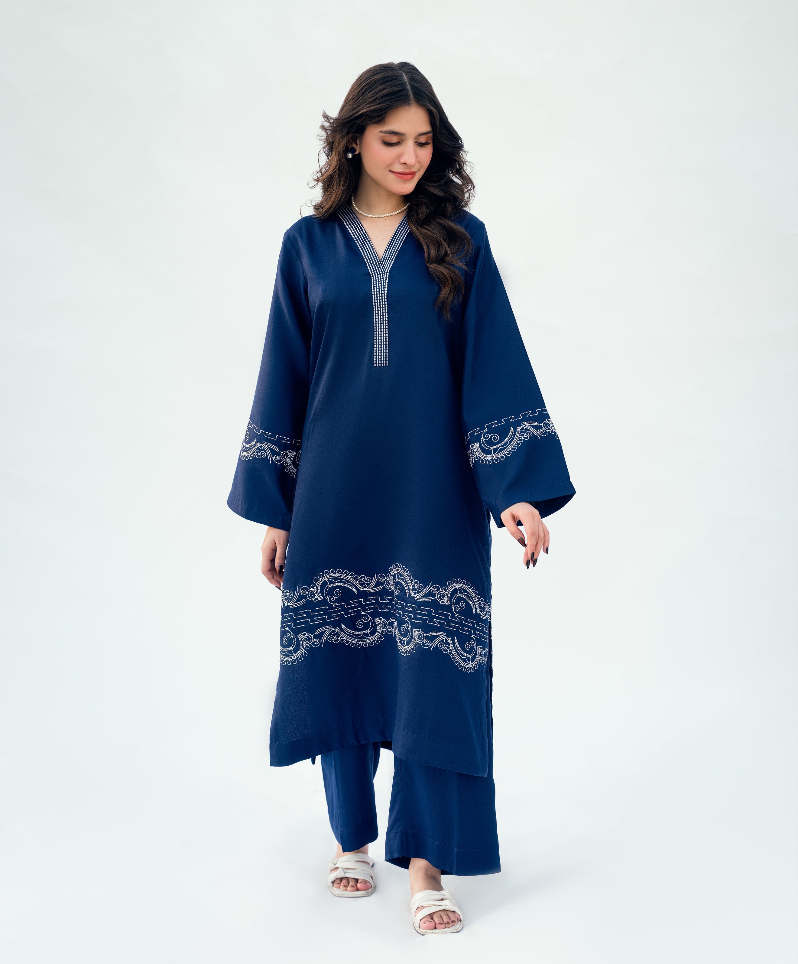 Winter Tales By Kaanthaa Stitched 2 Piece Winter Suit-Blue Hour | 2 pc Stitched