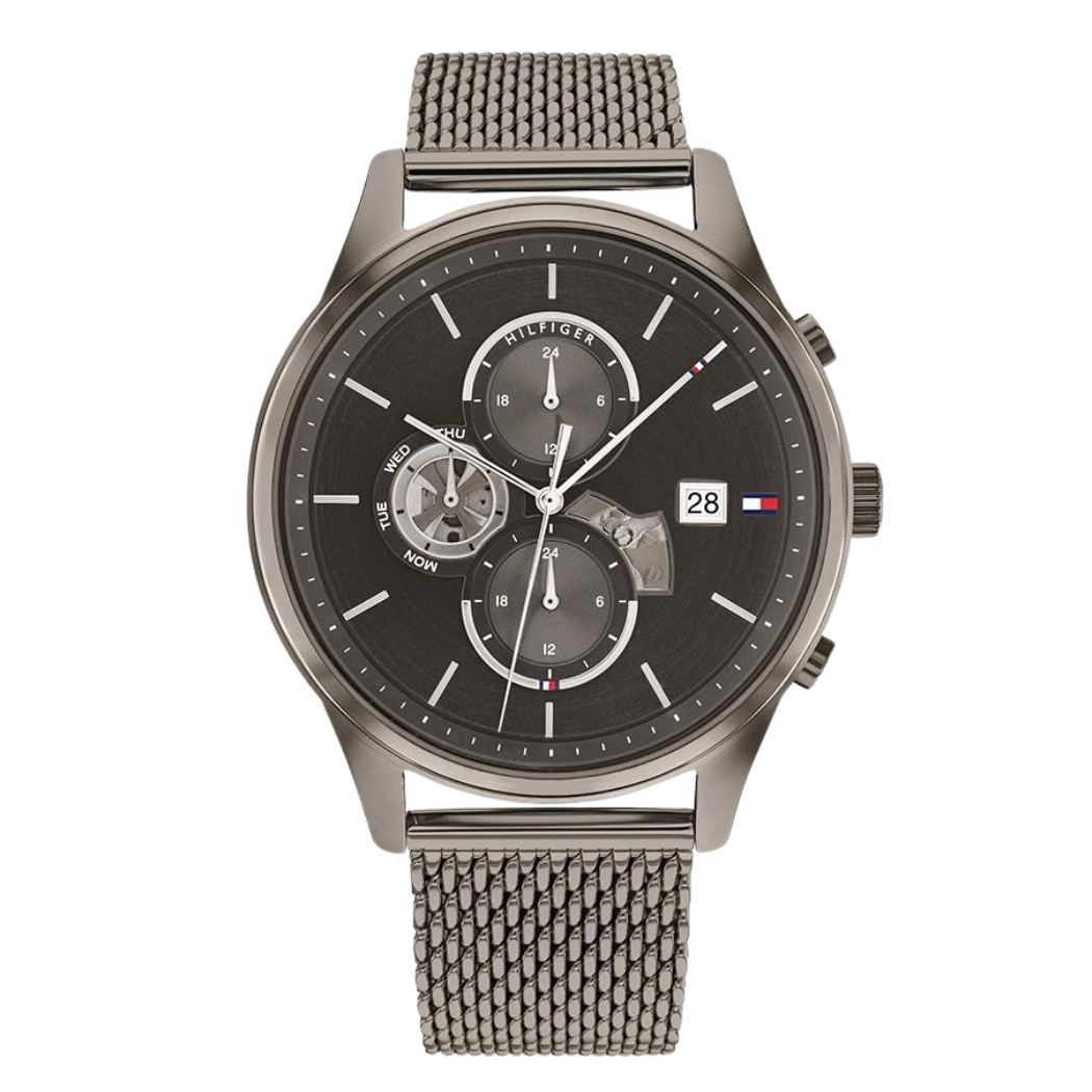 Tommy Hilfiger Weston Grey Mesh Bracelet Grey Dial Chronograph Quartz Watch for Gents - 1710506