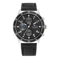 Tommy Hilfiger Jimmy Black Leather Strap Black Dial Chronograph Quartz Watch for Gents - 1791947