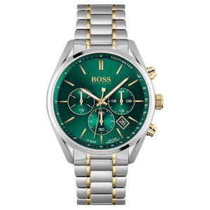 HUGO BOSS Champion Two-tone Stainless Steel Green Dial Chronograph Quartz Watch for Gents - 1513878