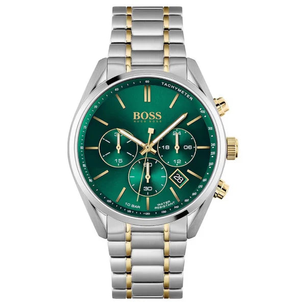 HUGO BOSS Champion Two-tone Stainless Steel Green Dial Chronograph Quartz Watch for Gents - 1513878