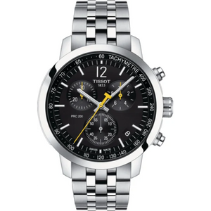 Tissot PRC 200 Silver Stainless Steel Black Dial Chronograph Quartz Watch for Men's - T.114.417.11.057.00