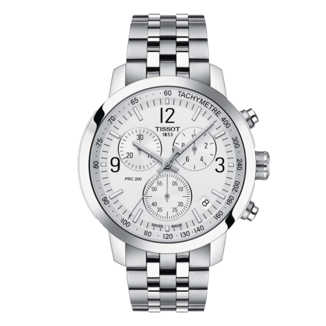 Tissot PRC 200 Silver Stainless Steel Silver Dial Chronograph Quartz Watch for Men's - T.114.417.11.037.00