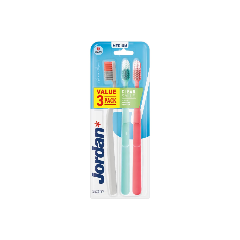 Jordan Clean Smile Medium Toothbrush Value Pack 3s Jordan