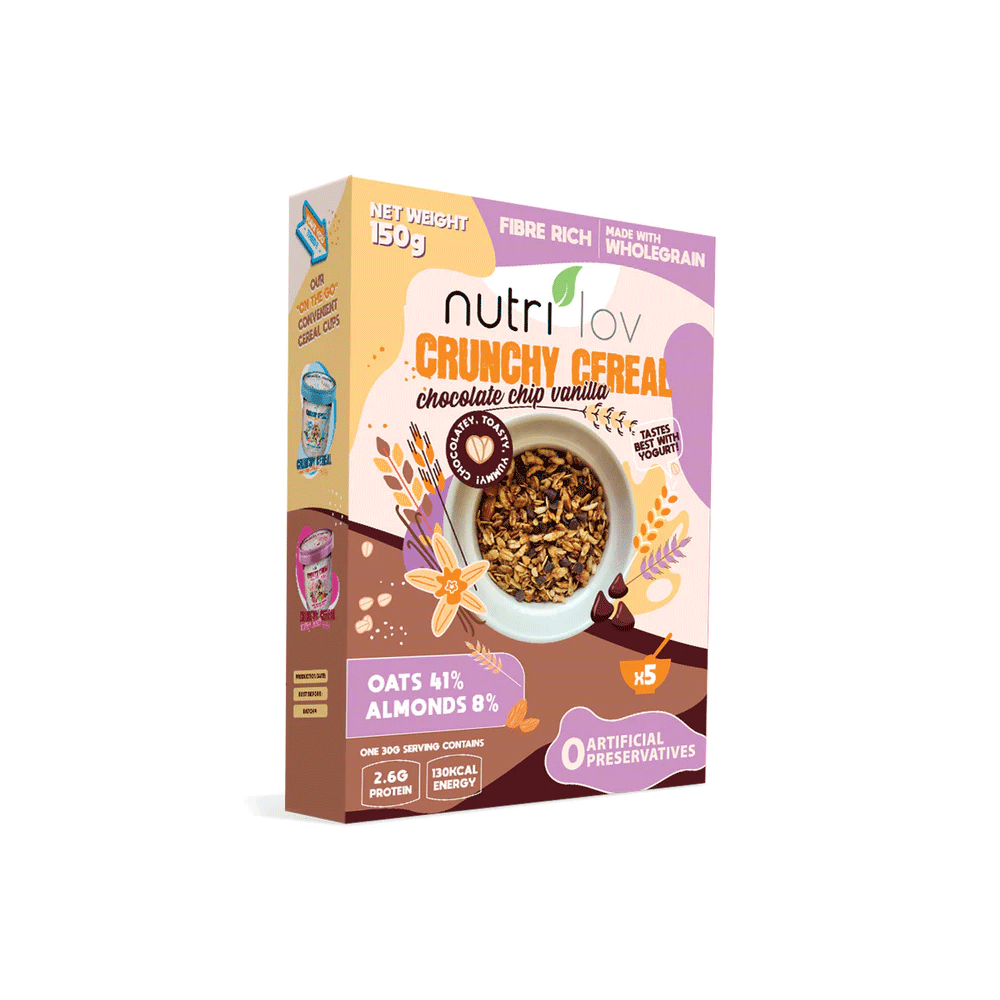 Nutri Lov Crunchy Cereal Chocolate Chip Vanilla 150g - Snapcart.pk