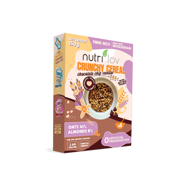 Nutri Lov Crunchy Cereal Chocolate Chip Vanilla 150g - Snapcart.pk