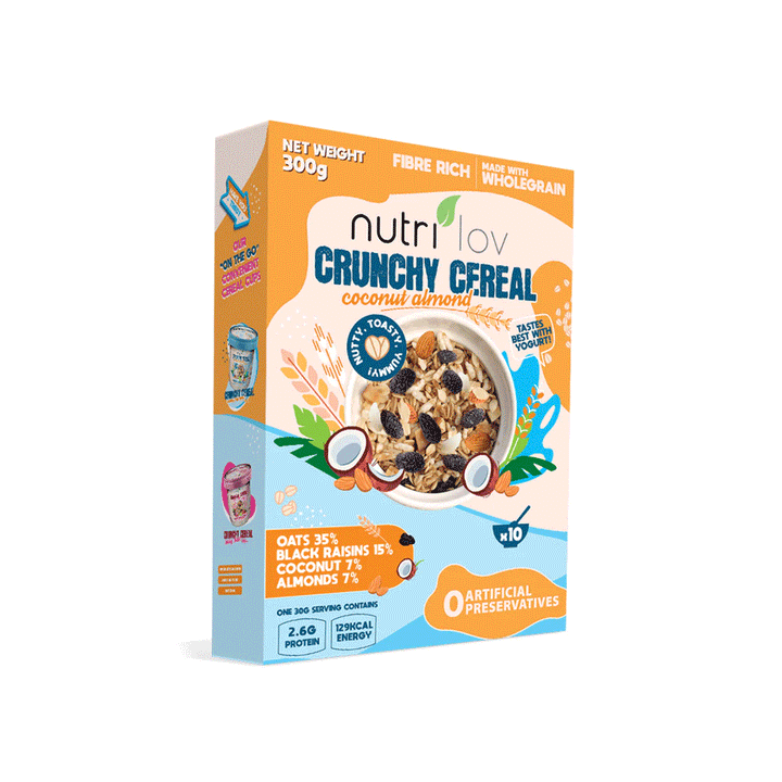 Nutri Lov Crunchy Cereal Coconut Almond 300g - Snapcart.pk