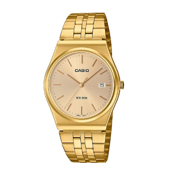 Casio Gold Stainless Steel Gold Dial Quartz Unisex Watch - MTP B145G-9AVDF