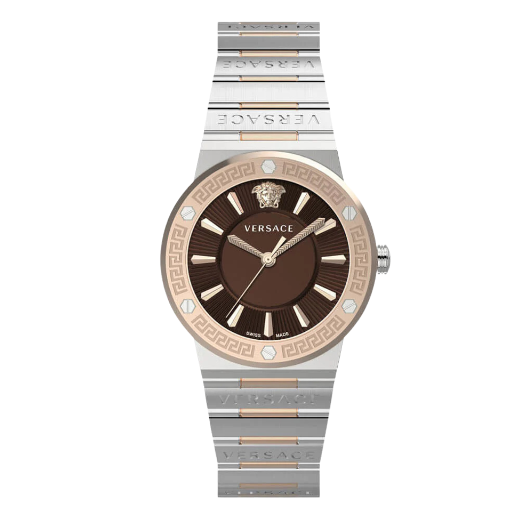 Versace Grace Two-tone Stainless Steel Brown Dial Quartz Watch for Ladies - VEVH01220
