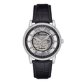 Emporio Armani Meccanico Blue Leather Strap Skeleton Dial Automatic Watch for Gents - AR1981